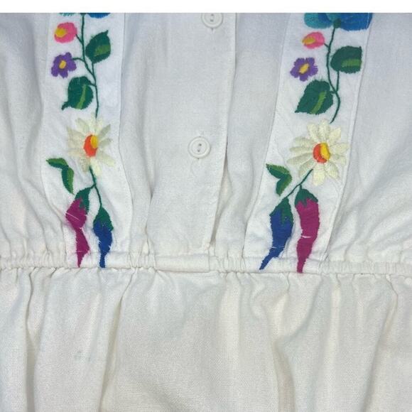 Handmade Embroidered Shirt Dress Multicolor Cotton Short Sleeve Midi sze Medium - Picture 6 of 16